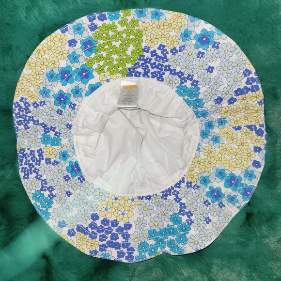 🌊 Vintage Gymboree Sea Splash Floral Print Sunhat Wide Brimmed Hat Girls 5-7 Yr - Picture 2 of 5